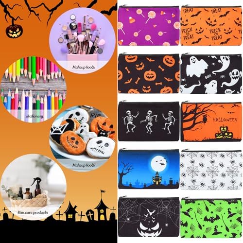 Eccliy 20 Pcs Halloween Makeup Bags Halloween Party Gift for Adults Women