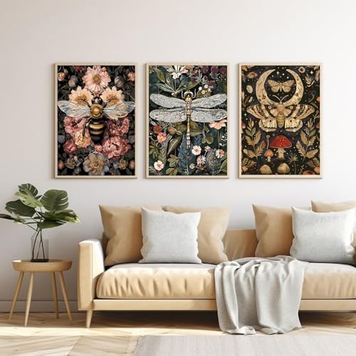 GOUOYANA 3 Dragonfly Insect Paint By Numbers Kit for Adults Acrylic Canvas