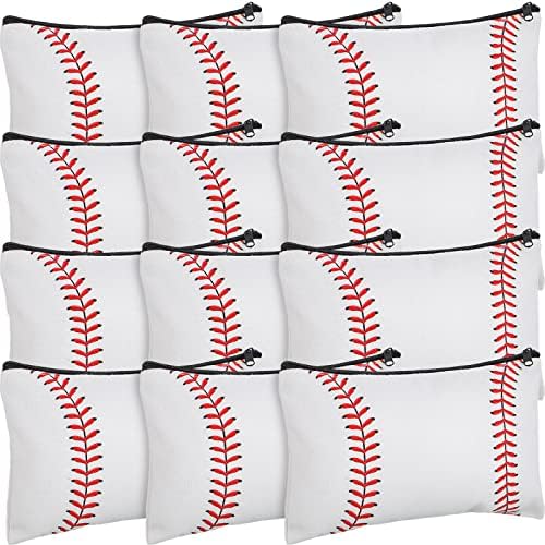 Eccliy 20 Pcs Baseball Makeup Bags Bulk Sport Team Gifts Baseball Cosmetic Bag Accessories for Women Toiletry Zipper Pouch Travel Canvas Gifts Stuff for Party Team Players Lover