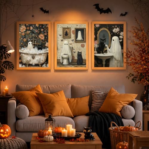 Mandun Halloween Paint by Numbers Kit for Adults, 3 Pack, 7.8x11.8 inch