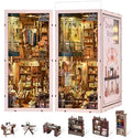 fifijoy Book Nook Kit - DIY Miniature House Dollhouse Kit for Adults and Teens, Booknook Tiny House Bookshelf Decor 3D Wooden Puzzle, Gifts for Family Friends (Sewing Room)