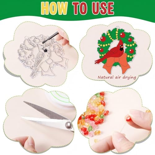 Dunzoom 30 Pack Cardinal Suncatcher Kits DIY Acrylic Red Bird Window Art
