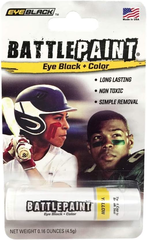 EyeBlack BattlePaint – Bright Colored Under Eye Black Grease for Pro Athletes and Super Fans – Baseball, Softball, Football – 2 Sticks