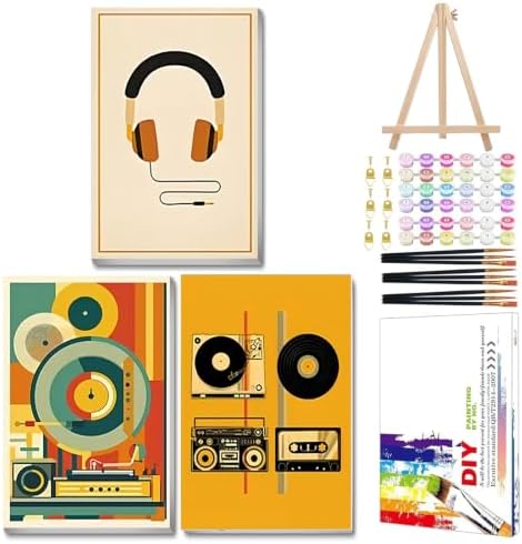 Mandun Music Paint by Numbers Kit for Adults, 3 Pack, 7.8x11.8 inch