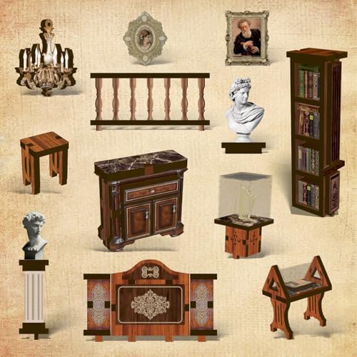 Philosophical Library Book Nook DIY Kit - 3D Wooden Bookshelf Insert with LED Lights, Vintage Study Room Decor for Adult