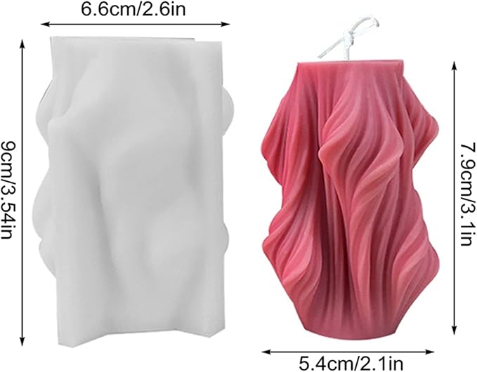 Carved Wavy Candle Mold Geometric Irregular Silicone Candle Soap Mold Fondant - Image 2