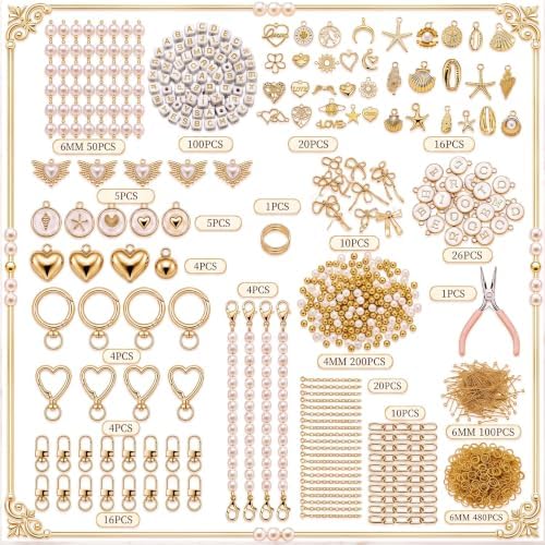 Highergo 1136 Pcs Elegant Charms Lip Gloss Keychain Making Kit DIY Craft