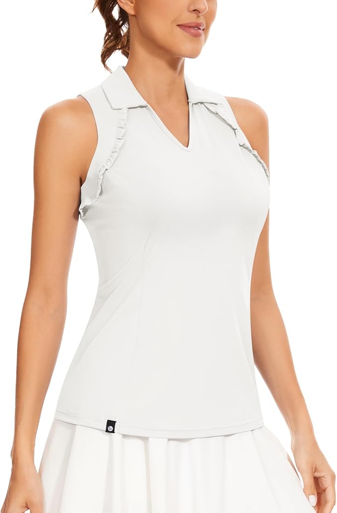 Soneven Womens Petal Sleeve Golf Shirts Moisture Wicking Lady Golf Apparel Print Tennis Sport T Shirt