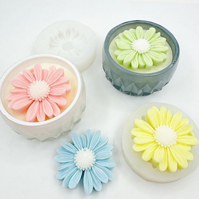 Daisy Candle Mold 4pack, Daisy Silicone molds by Catii