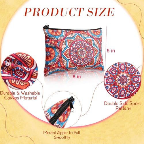 Eccliy 20 Pcs Mandala Canvas Makeup Bag Bulk, Indian Return Gifts for Women