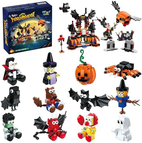 Halloween Party Favors Toy for Kids, Haunted House Building Blocks Set Gift