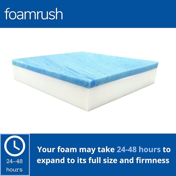FoamRush 2" x 24" x 24" Gel Memory Foam Upholstery Square Cushion Medium Firm - Image 2