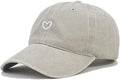 Cute Heart Hats for Women Vintage Washed Cotton Embroidered Baseball Cap Adjustable Low Profile Dad Hat
