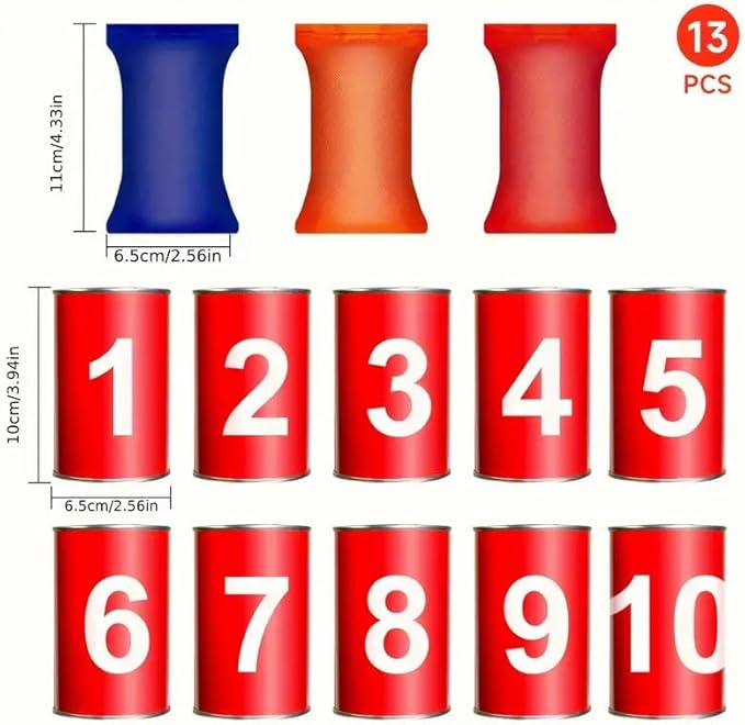 13 Carnival Can Games Bean Bag Toss Carnival Games, Including 10 Tin Cans and 3 - Image 2