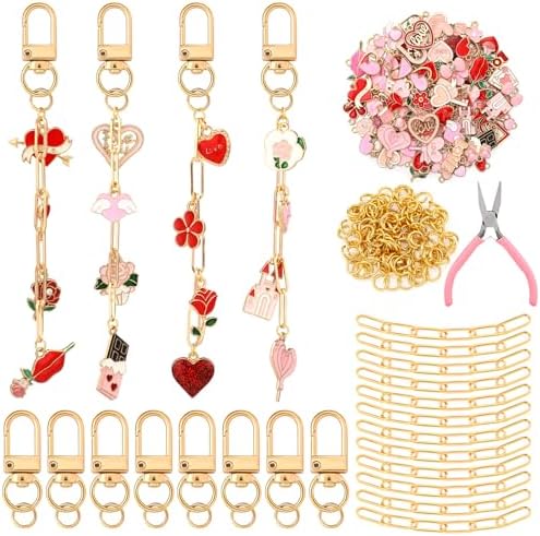 Tondiamo 266 Pcs Galentines Keychain Making Kit DIY Keychain Craft Gift
