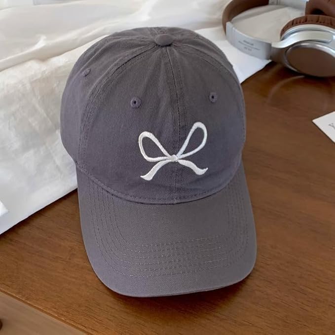 Trendy Bow-Tie Baseball Cap for Women and Men Trucker Hats Y2k Adjustable Fashion Sun Hat with Visor for Hiking & Travel