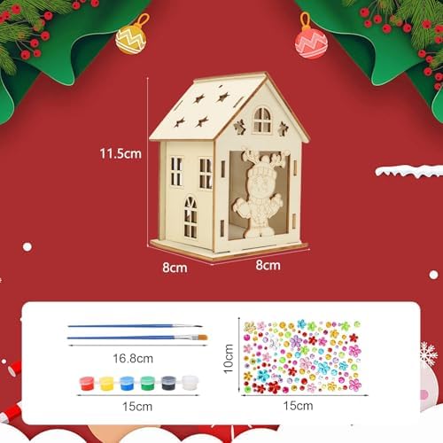 Fennoral 14 Pack Wooden Gingerbread House Craft Kit for Kids Make You Own 3D Gingerbread Man House Kit DIY Christmas Arts and Crafts for Chirstmas Party Supplies Christmas Table Decoration