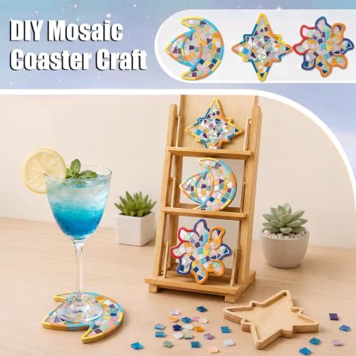 luperasol 6 Sets Coasters DIY Mosaic Tiles, Mixed Color, Boho Styles