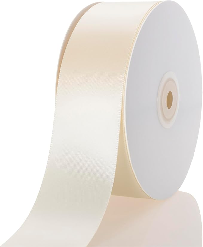 1-1/2 Inch Ivory Ribbon, 50 Yards Craft Polyester Satin Ribbon Perfect by Unknown