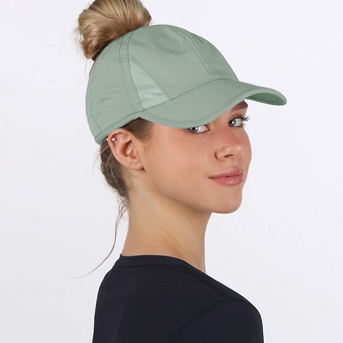 Ponyflo Women’s Ponytail Baseball Cap, Patented Active Feather-Light Hat with Open Back