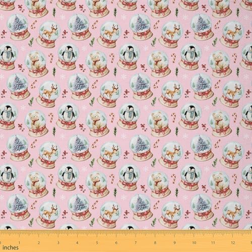 JEJELOIU Cartoon Penguin Fabric by The Yard Christmas Tree Upholstery Fabric for Chairs Xmas Theme Waterproof Indoor Outdoor Decor for DIY Sewing Craft Projects 10 Yards