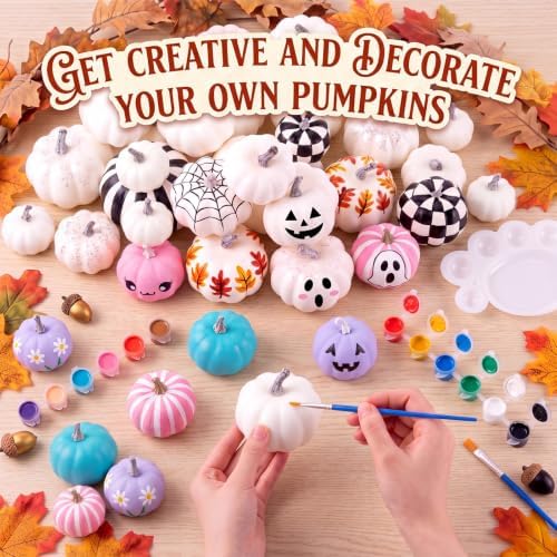 100 Pcs DIY Pumpkin Painting Kit for Fall Halloween 84 Foam Pumpkins Crafts