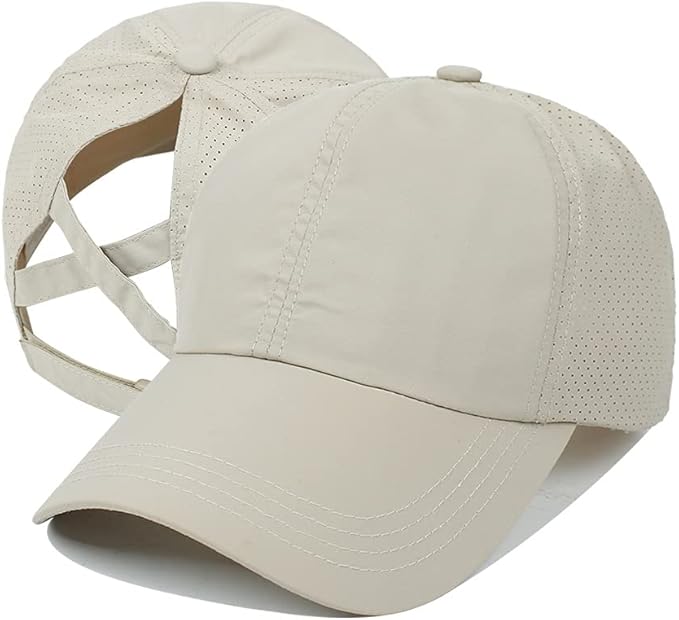 Criss Cross Hat Washed Distressed Baseball Cap Ponytail Hat High Messy Bun Ponycap for Women