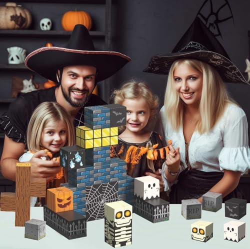 Halloween Themed Magnetic Blocks Skeleton Toy Spooky Town Building Toys