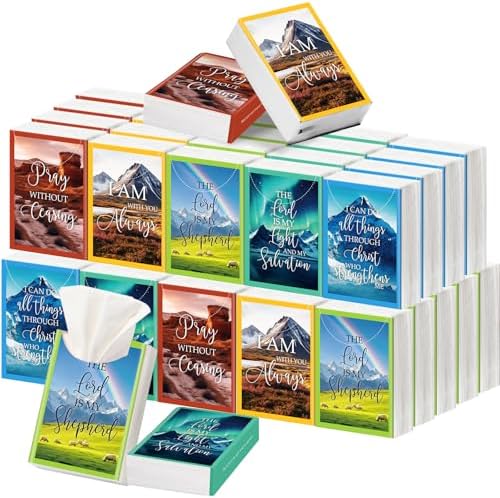 Outus 50 Pack Christian Travel Size Pocket Tissues, Bible Verse Gifts