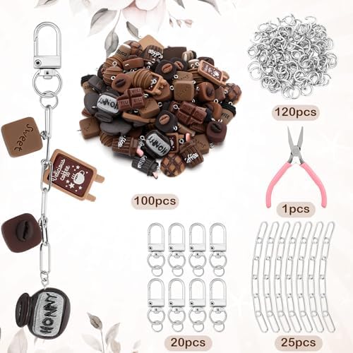 Tondiamo 266 Pcs Coffee Keychains Party Favors Coffee Lover Gifts Bulk