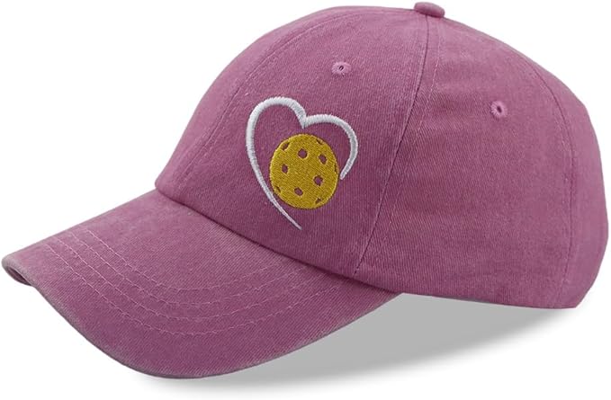 Heart Pickleball Gifts for Women Men, Responsibly Cotton Embroidered Adjustable Pickle Ball Baseball Cap