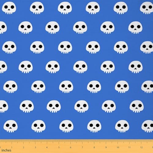 Halloween Themed Fabric by The Yard 3 Yard Skull for Home DIY Projects, Waterproof Indoor Outdoor Decor for Kids Teens Adults Skeleton Printing Upholstery Fabric for Chairs Bones Room Decor