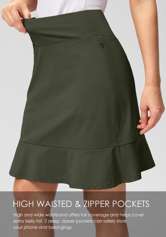 Viodia 20" Knee Length Skorts Skirts for Women with Pockets High Waisted Athletic Tennis Golf Skort for Casual Summer