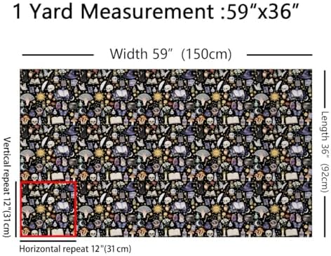 Castle Fairy Sun Moon Fabric by The Yard Boho Butterfly Diamond Fabric Soft Polyester No Stretch Magic Wizard Craft Patchwork Decor for Quilting Sewing 1 Yard,36" Lx59 W Black Purple Golden
