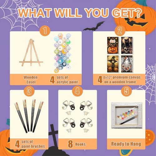 Paint by Numbers for Adults Halloween with Framed Canvas - Wooden Easel
