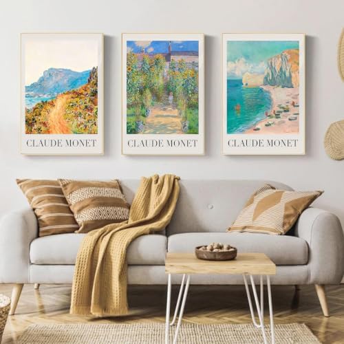 GOUOYANA 3 Pack Monet Paint By Numbers Kit for Adults-Frameless 12x16 Inch