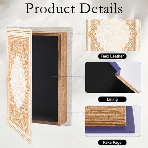 Vintage Book Storage Box 9.1 x 5.9 x 2 Inch Faux Book Boxes Retro Pattern Decorative Storage Organizers for Jewelry Trinkets Wedding Memories Hobby Keepsake Photos Home Bookshelf Decor