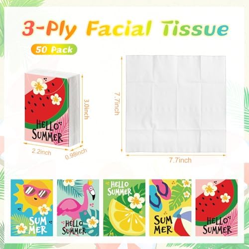 Outus 50 Pack Summer Travle Size Pocket Tissues, 400 Sheet Total