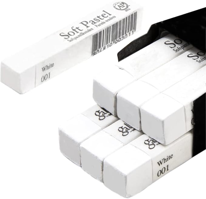 6pcs Square White Soft Pastel Set, Professional Artist's Sketching Chalk by iEasey