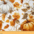 Pumpkin Fabric by The Yard Watercolor Orange Pumpkin Plants Fabrics for Sewing Lovers Autumn Country Rustic Style Fabric DIY Soft Polyester No Stretch 5 Yards,180" L x 59" W