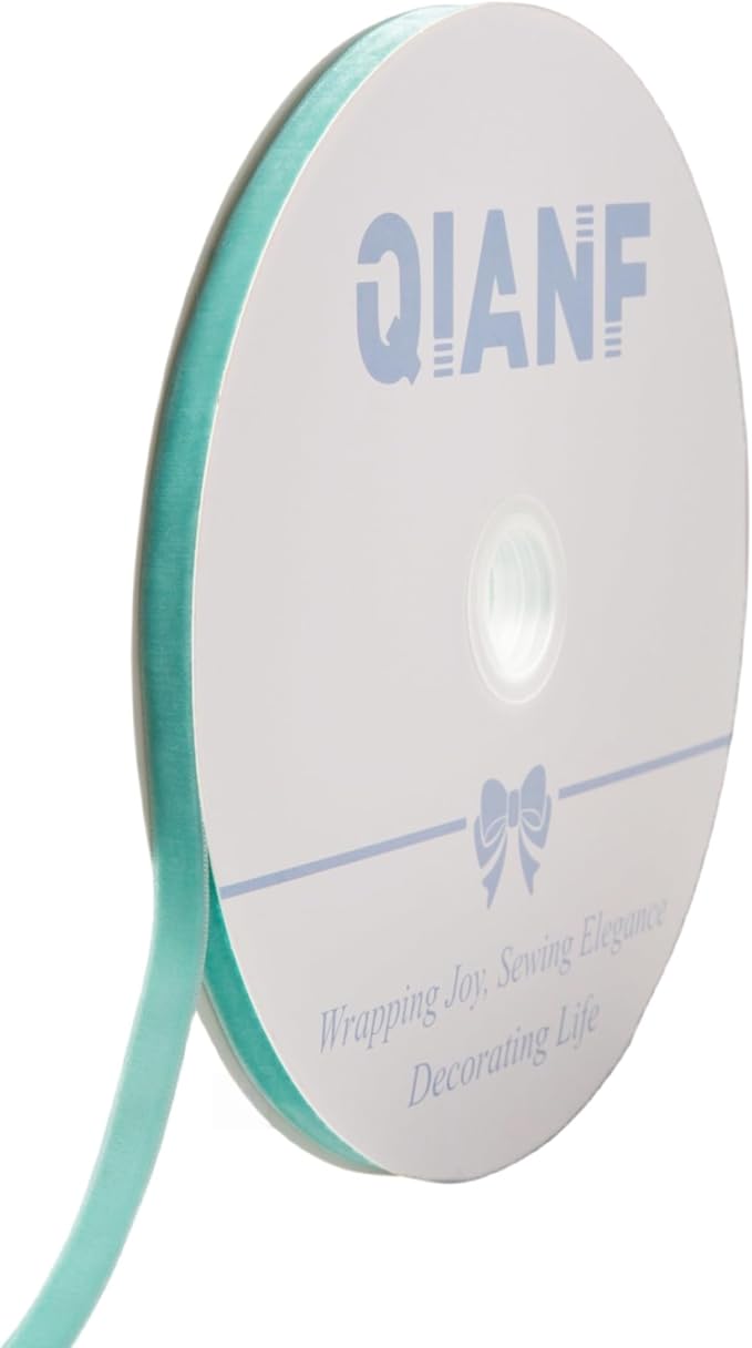 Vintage Turquoise Blue Velvet Ribbon, 3/8 Inch X 25Yd by QIANF