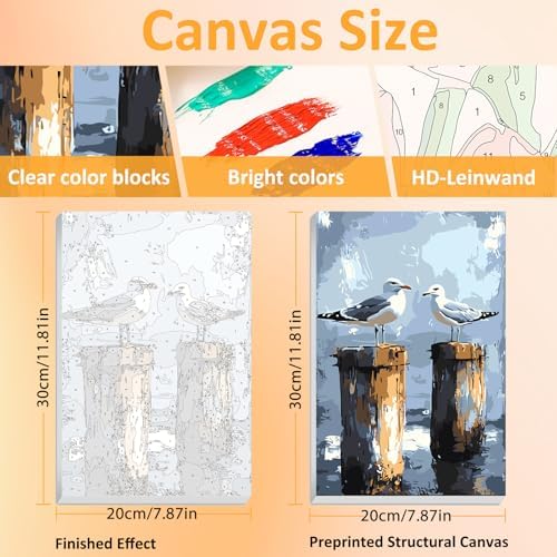 Mandun Beach Paint by Numbers Kit for Adults, 3 Pack, 7.8x11.8 inch