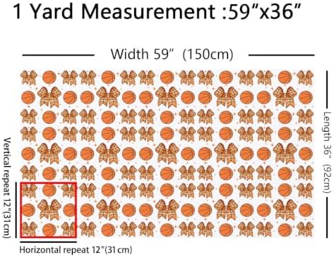 Basketball Bow Upholstery Fabric for Chairs | Modern Ball Print Bowknot Outdoor Fabric by The Yard 109"x63", Sports Ball Game Geometric Bow Tie DIY Craft Hobby Polyester Fabric