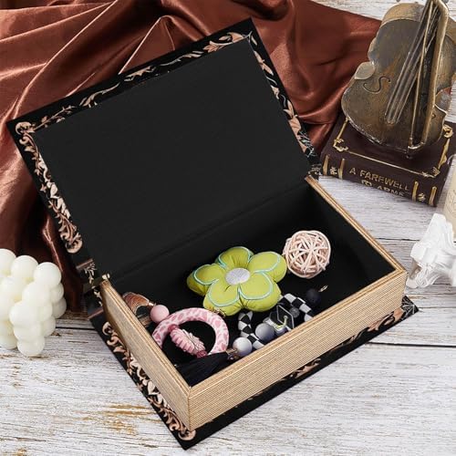 Halloween Book Box Faux Book Storage Boxes Vintage Skull Flower Pattern 9.1 x 5.9 x 2 Inch Storage Organizers for Jewelry Trinket Wedding Memories Hobby Keepsake Photos Home Office Decor