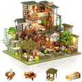 Dollhouse Kit, DIY Miniature House Kit w/LED for Adult, Courtyard
