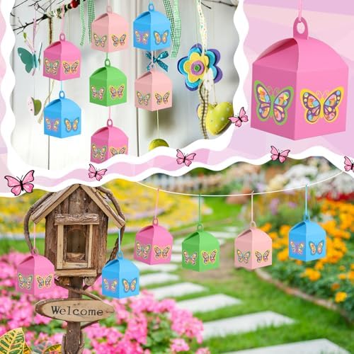 Simgoing 12 Sets Sunday School Butterfly Lantern Crafts with LED Lights