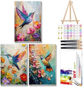 Mandun Hummingbird Paint by Numbers Kit for Adults, 3 Pack, 7.8x11.8 inch
