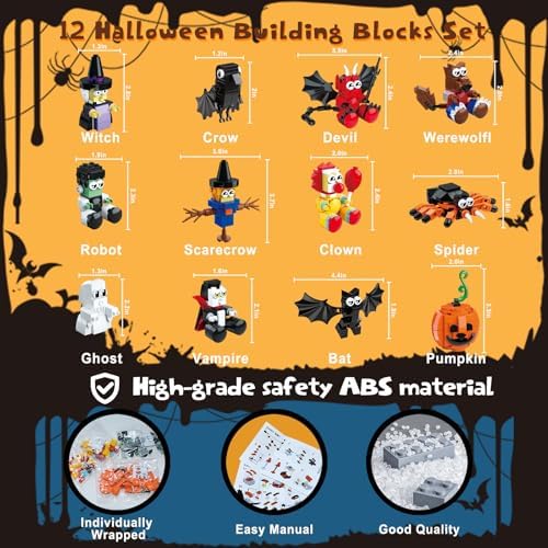 Halloween Party Favors Toy for Kids, Haunted House Building Blocks Set Gift