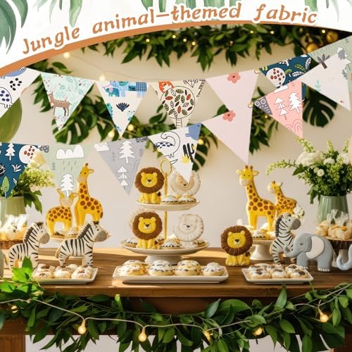 Hahafelt 10 Pcs Jungle Animals Quilting Fabric Bundles 20 x 20 Inch