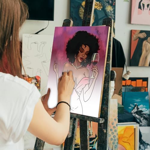 Dinifee 6 Pack Pre Drawn Canvas for Painting Pre Printed Canvas Kit 8 x 10 Inch Stretched Cotton Paint and Sip Set for Adults Couple Party Graduation Summer Date Night(Charming Lady)